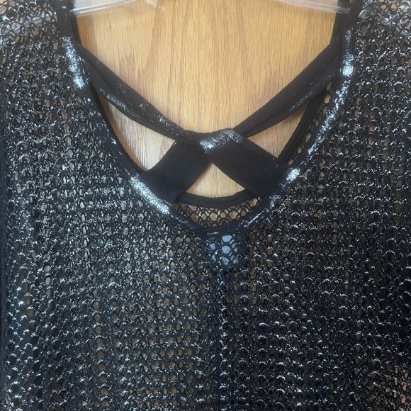 Black and silver sparkle net top - Picture 4 of 4